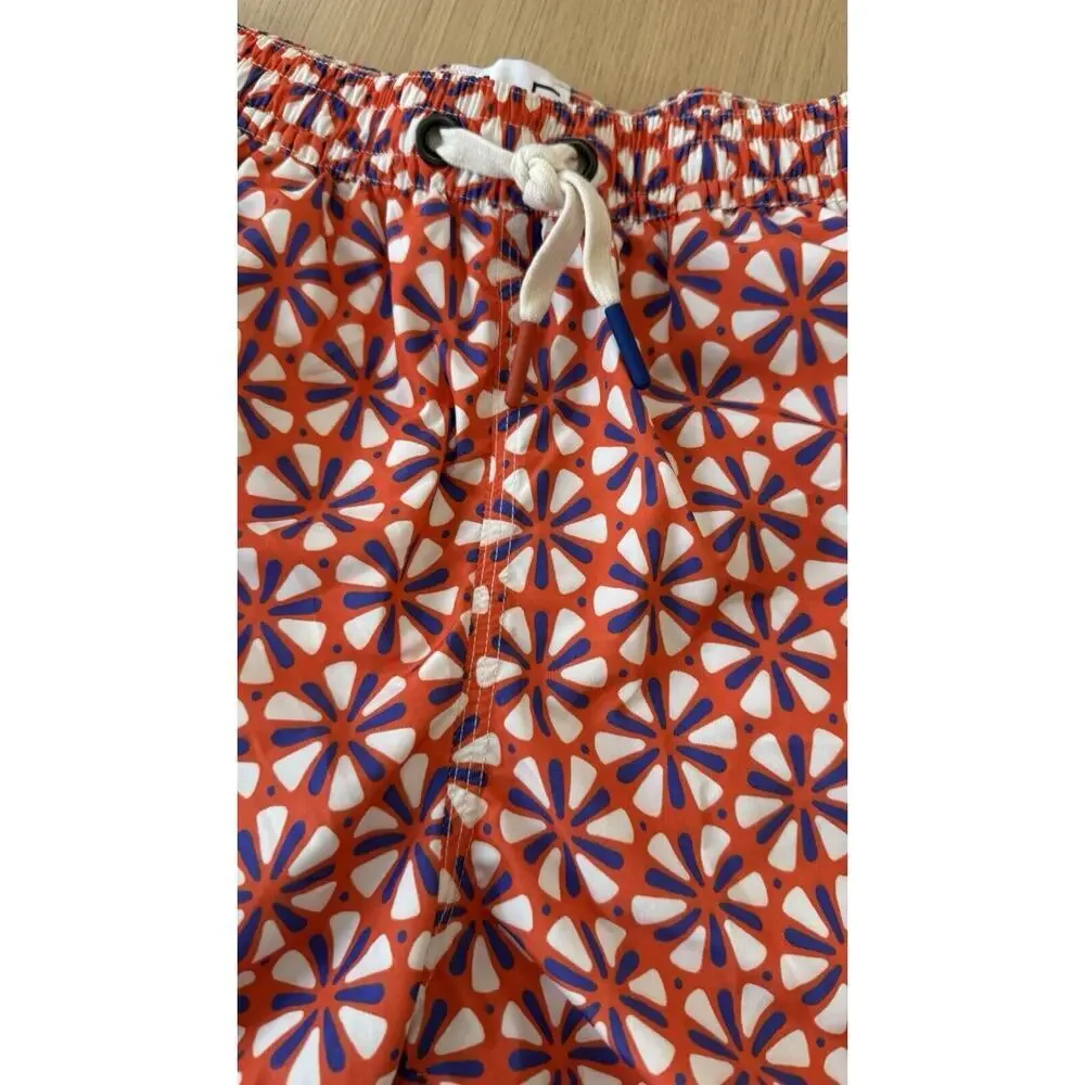 Straight-Leg Mid-Length Printed Swim Shorts Size Small T1188